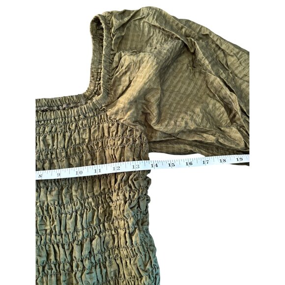 Old Navy Women's Dark Green Puff Sleeve Top - Picture 3 of 7